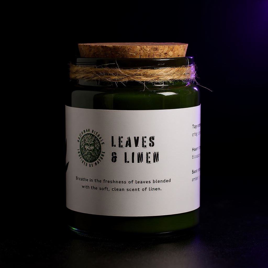 Greenman Woodwick Soy Candle - Leaves and Linen