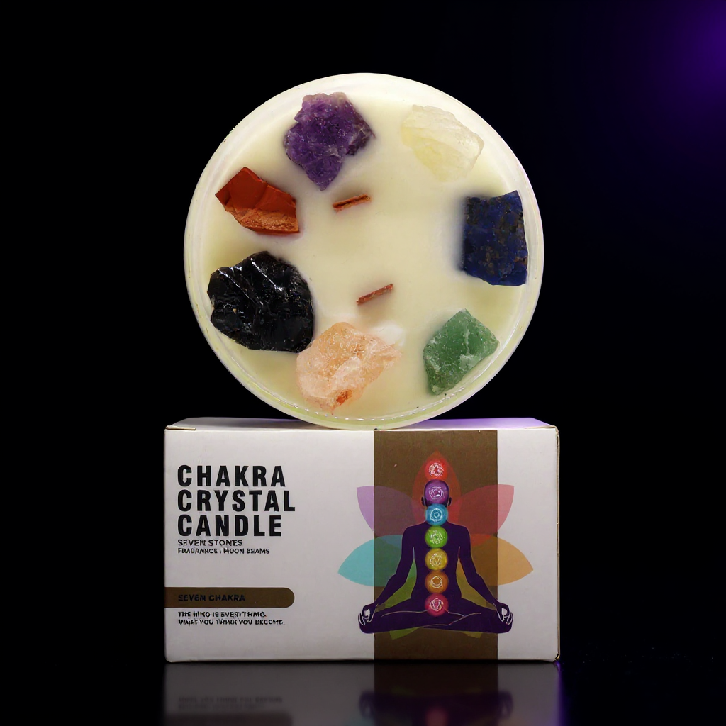 Large Chakra Crystal Candles - Seven Charkra