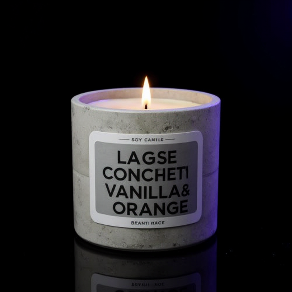 Large Concrete Soy Candle - Crushed Vanilla & Orange