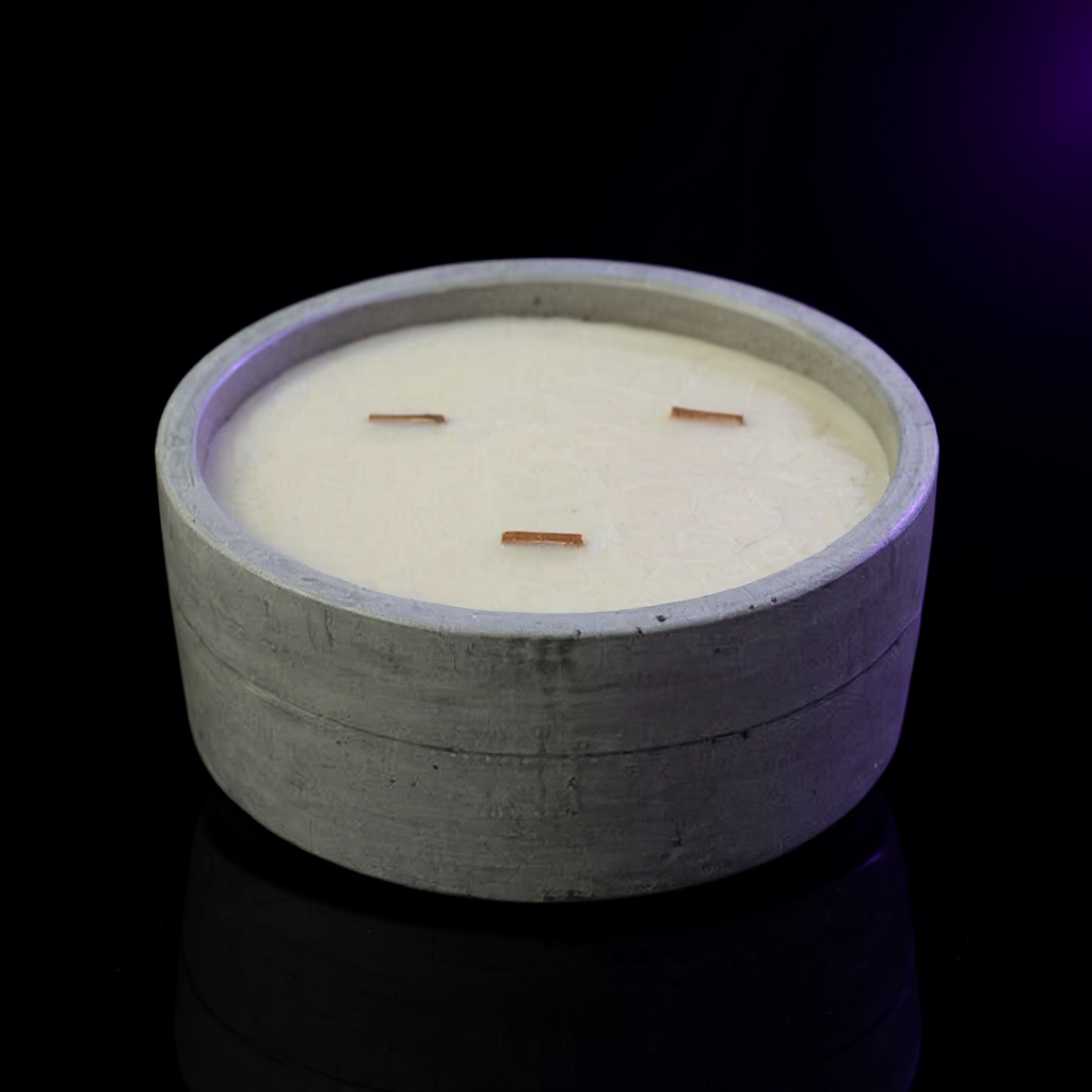 Large Concrete Soy Candle - Patchouli & Dark Amber