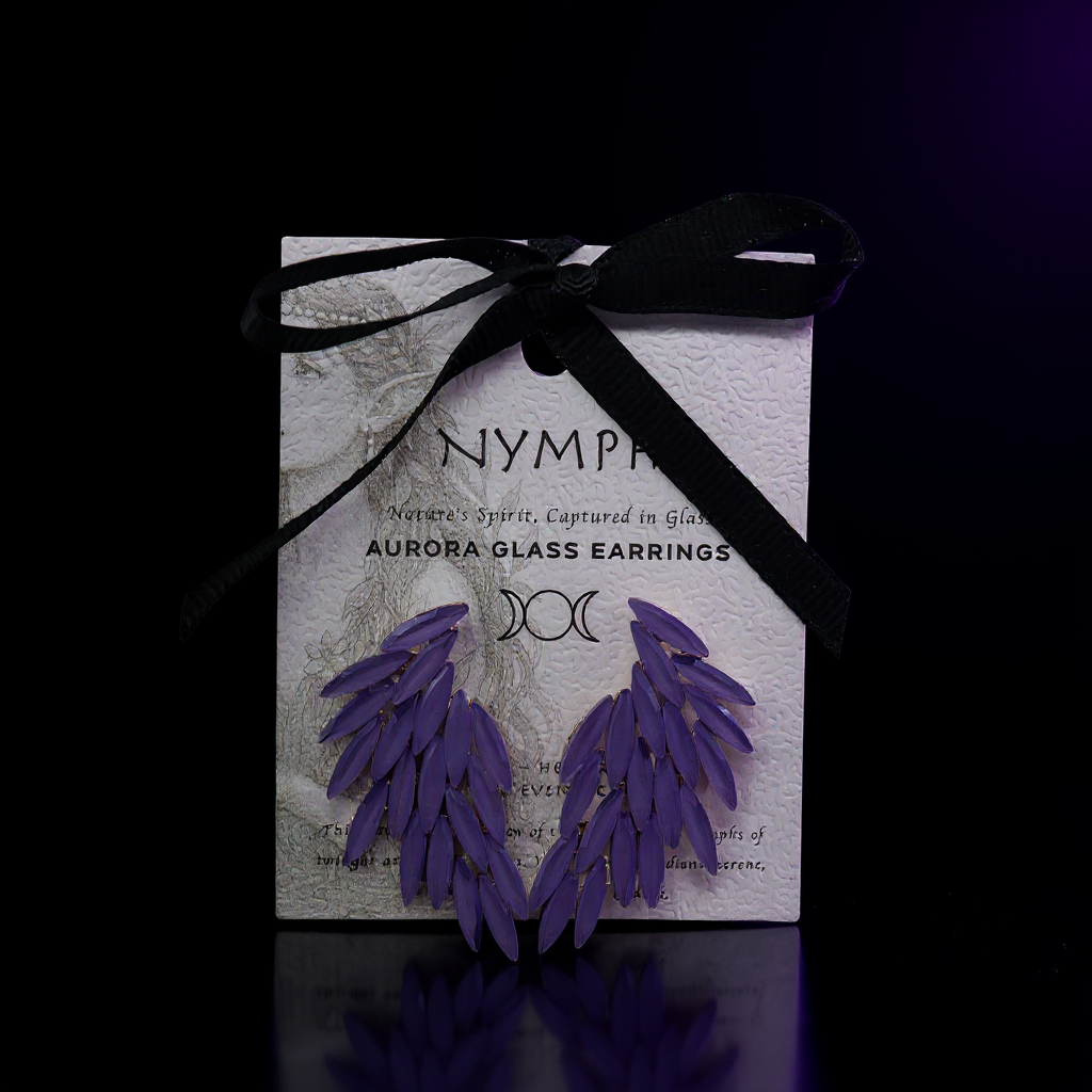 Lavender - Vintage Glass - Angel Wings - Earrings