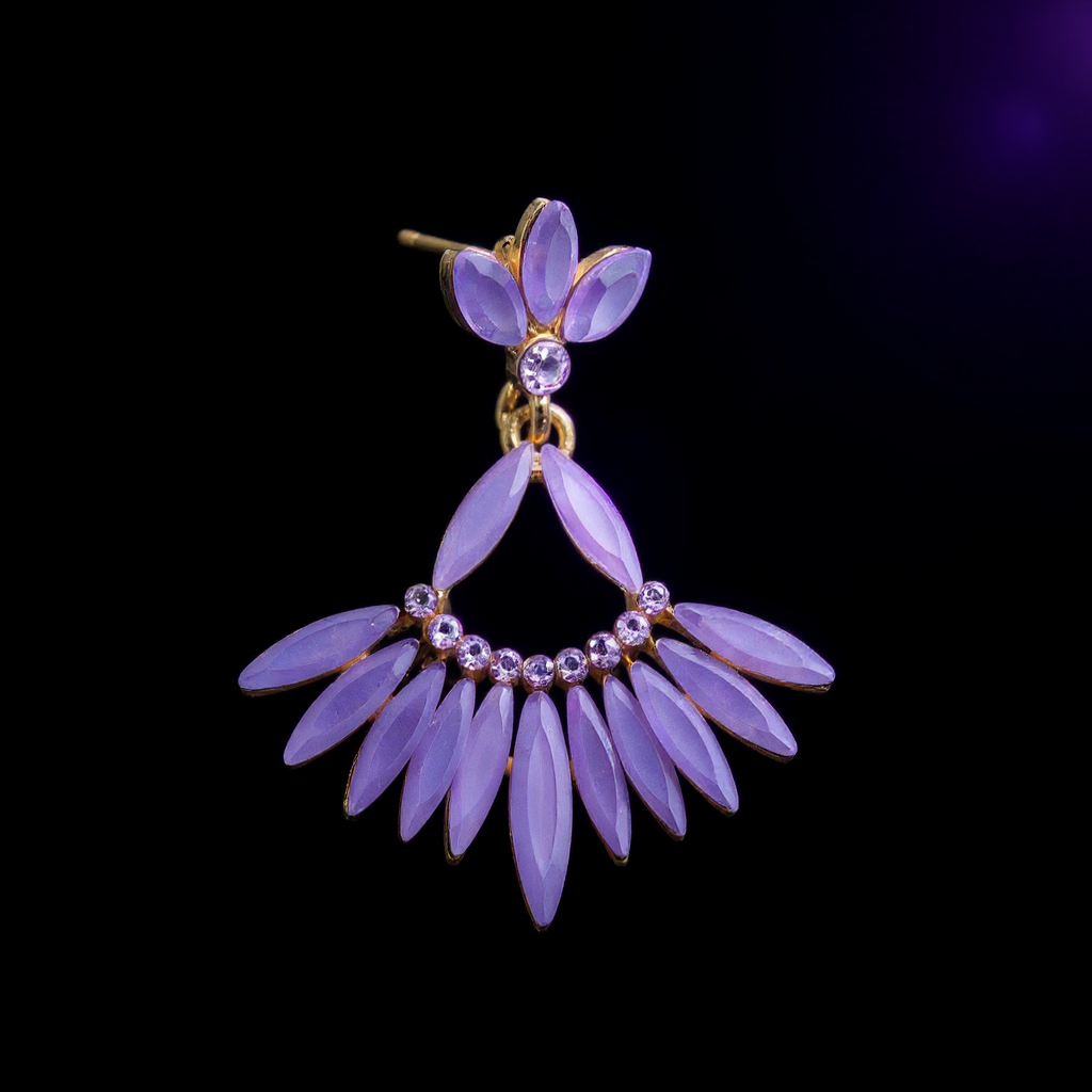 Lavender - Vintage Glass - Long Drop - Earrings