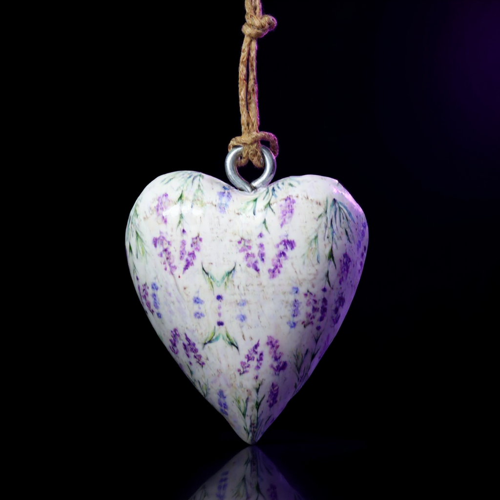 Lrg Decor Wood Heart - Lavender