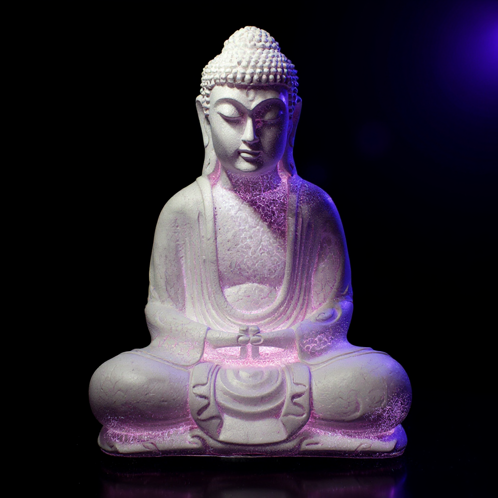 Meditation Buddha Lamp Lavender Crackle - Oval Stand