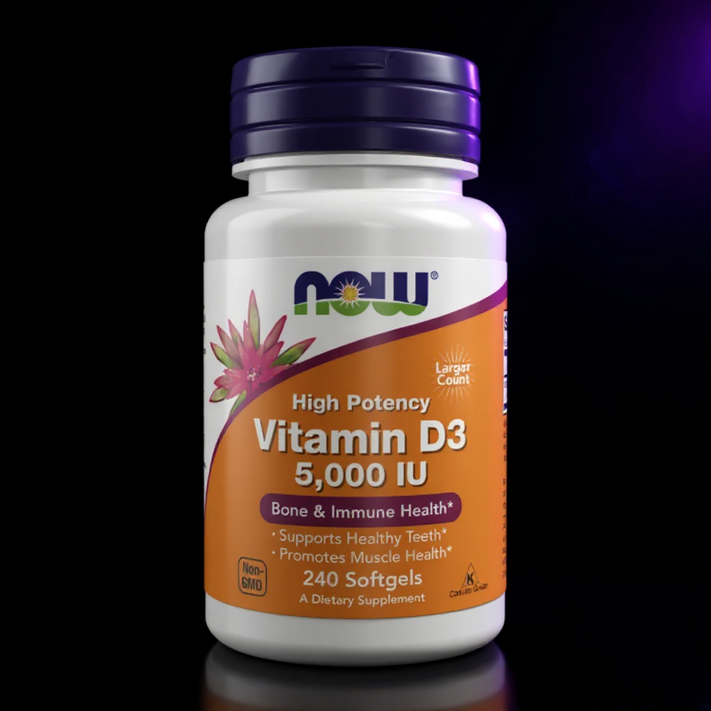 NOW Vitamin D3 5000 IU High potency 240 soft gels