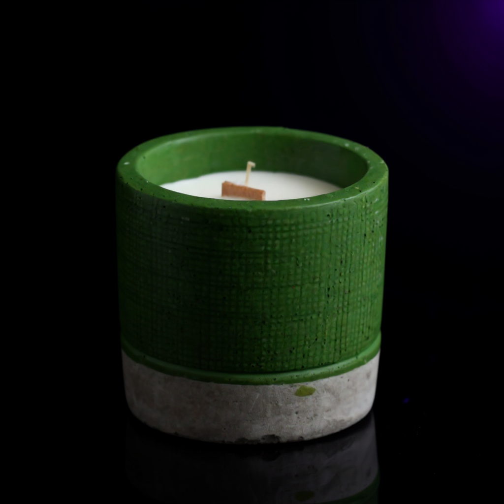 Pot Concrete Soy Candle - Green - Sea Moss & Herbs