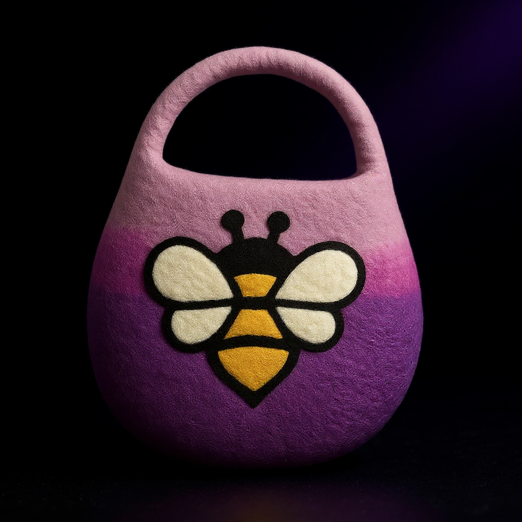 Water Felted Bee Bag - One Handle with Magnet - Lavender Shades