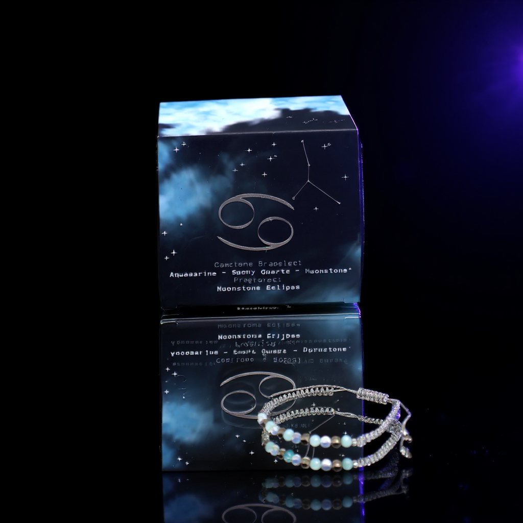 Zodiac Crystal Candle with Gemstone Bracelet - Cancer