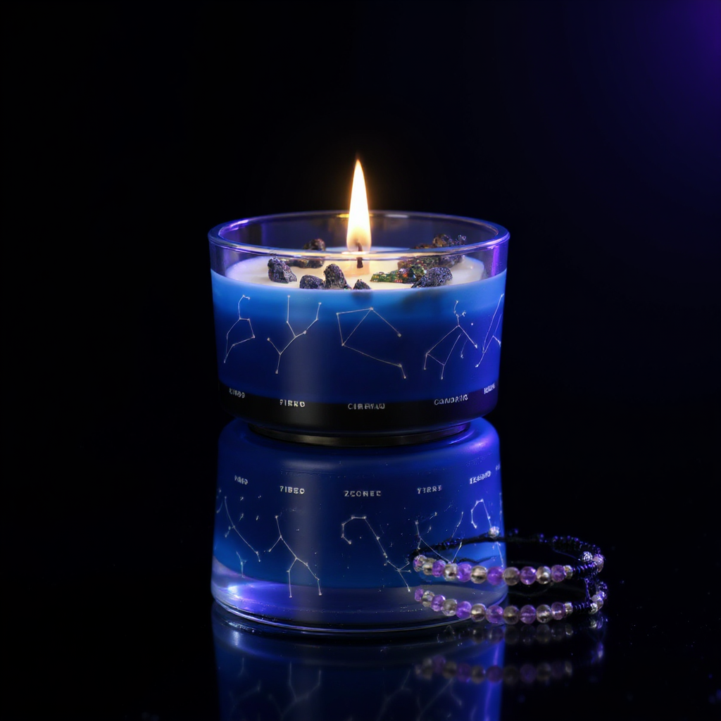 Zodiac Crystal Candle with Gemstone Bracelet - Capricorn