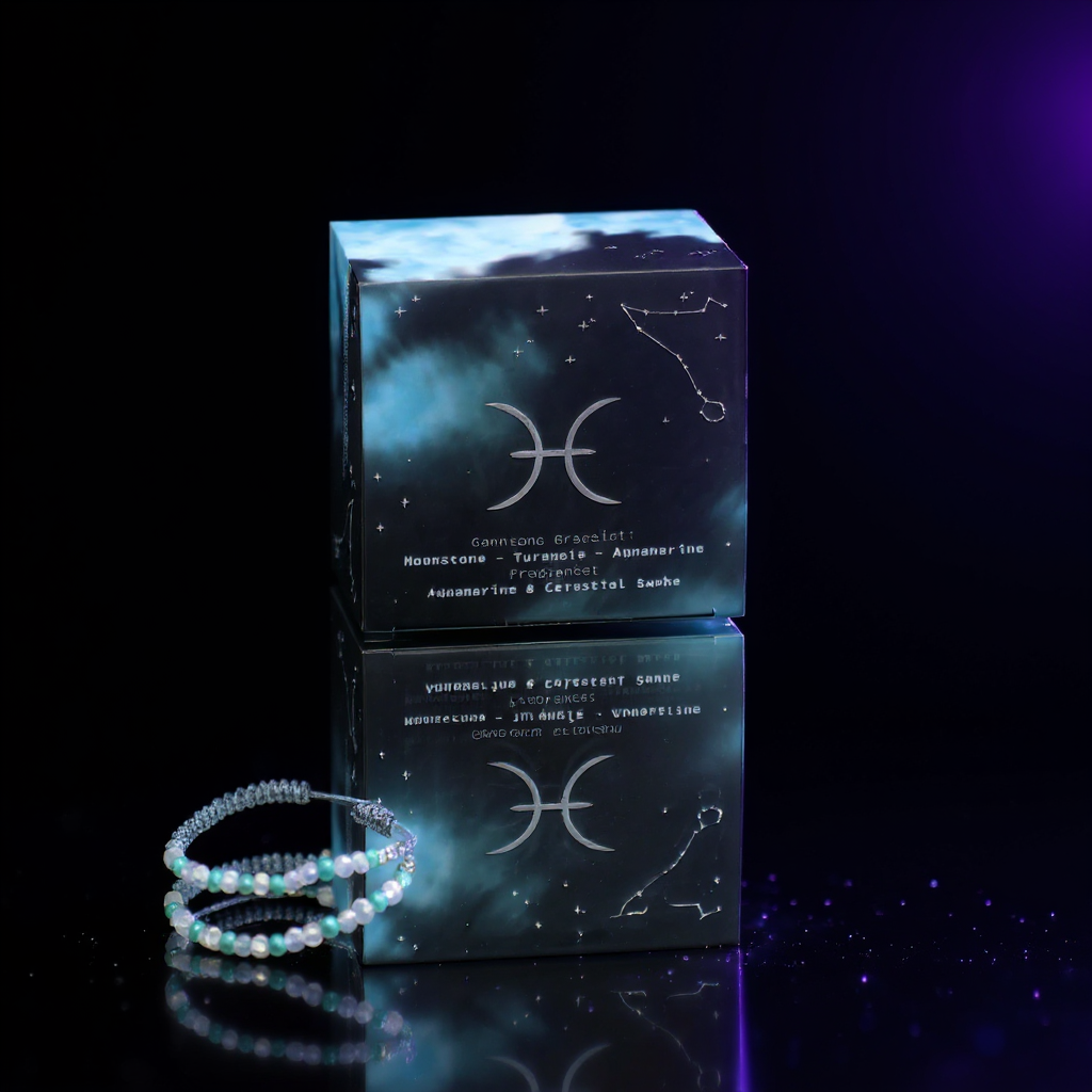 Zodiac Crystal Candle with Gemstone Bracelet - Pisces