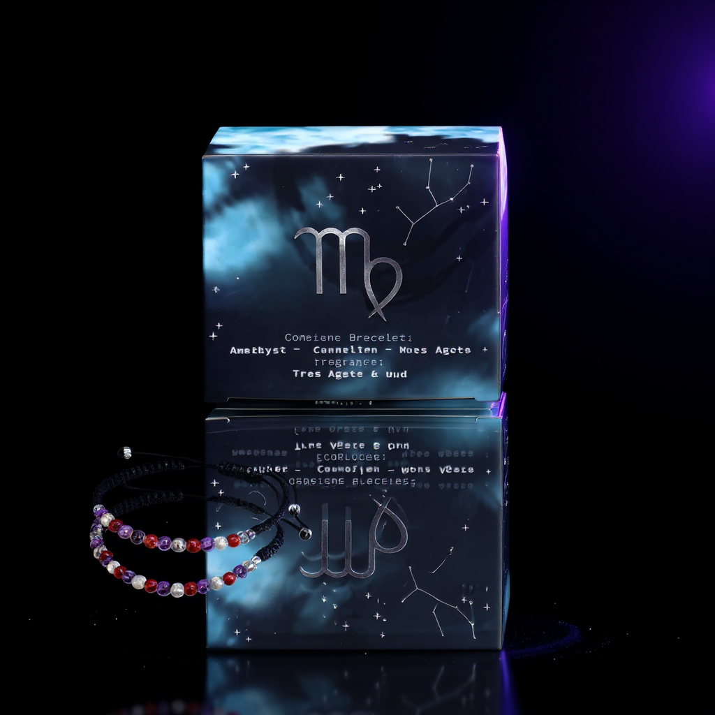 Zodiac Crystal Candle with Gemstone Bracelet - Virgo